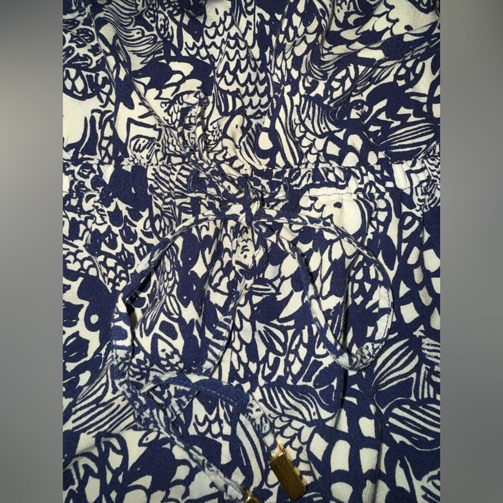 UEC LILLY PULITZER NAVY BLUE & WHITE FISH PRINT STRAPLESS JUMPSUIT SZ L - Picture 7 of 14